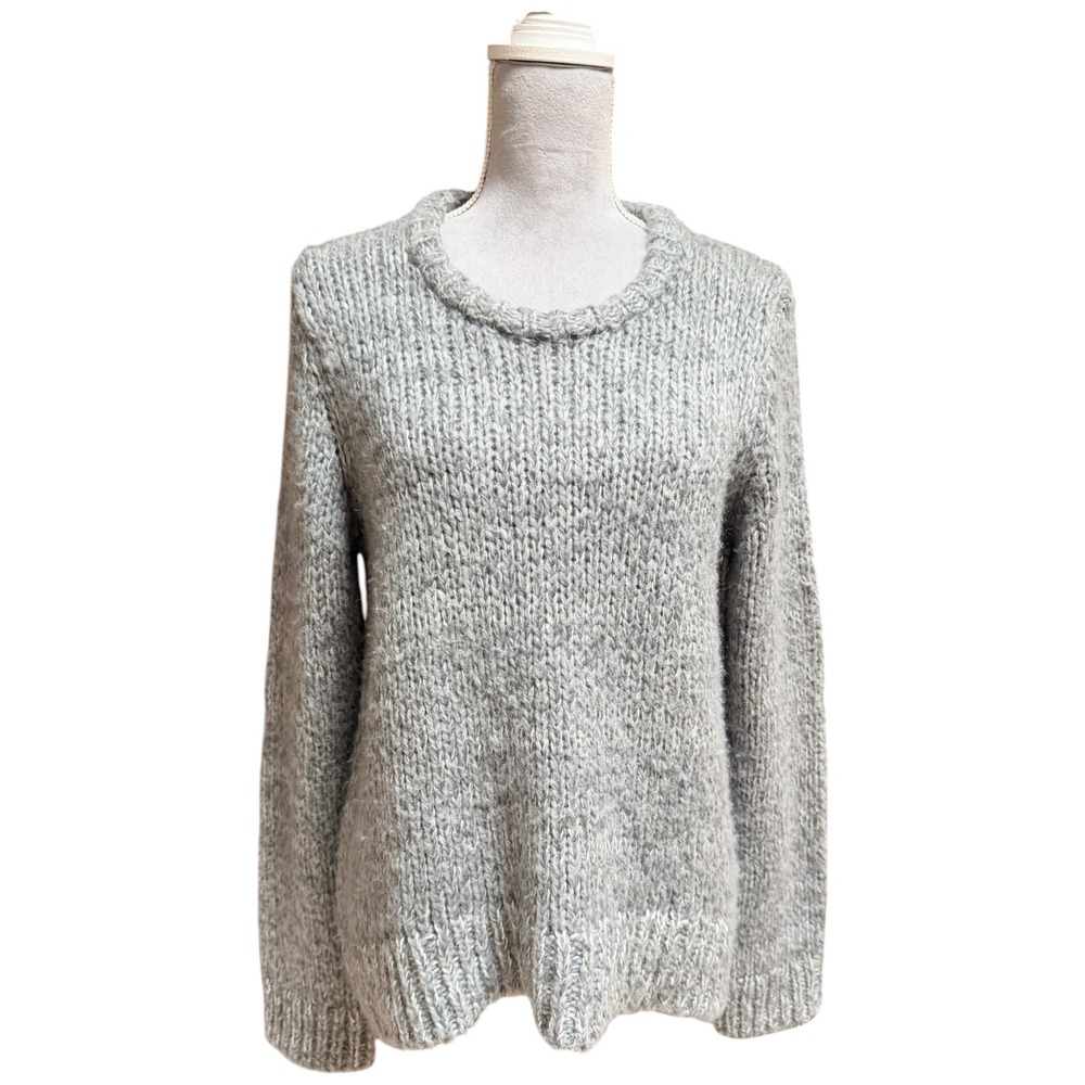 Armani Exchange Gray Mohair Wool Chunky Knit Sweater Cozy Warm Winter Layering